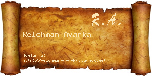 Reichman Avarka névjegykártya